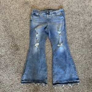 Torrid Women Jeans 18T Perfect Super Flare Vintage Stretch Distress Raw Hems